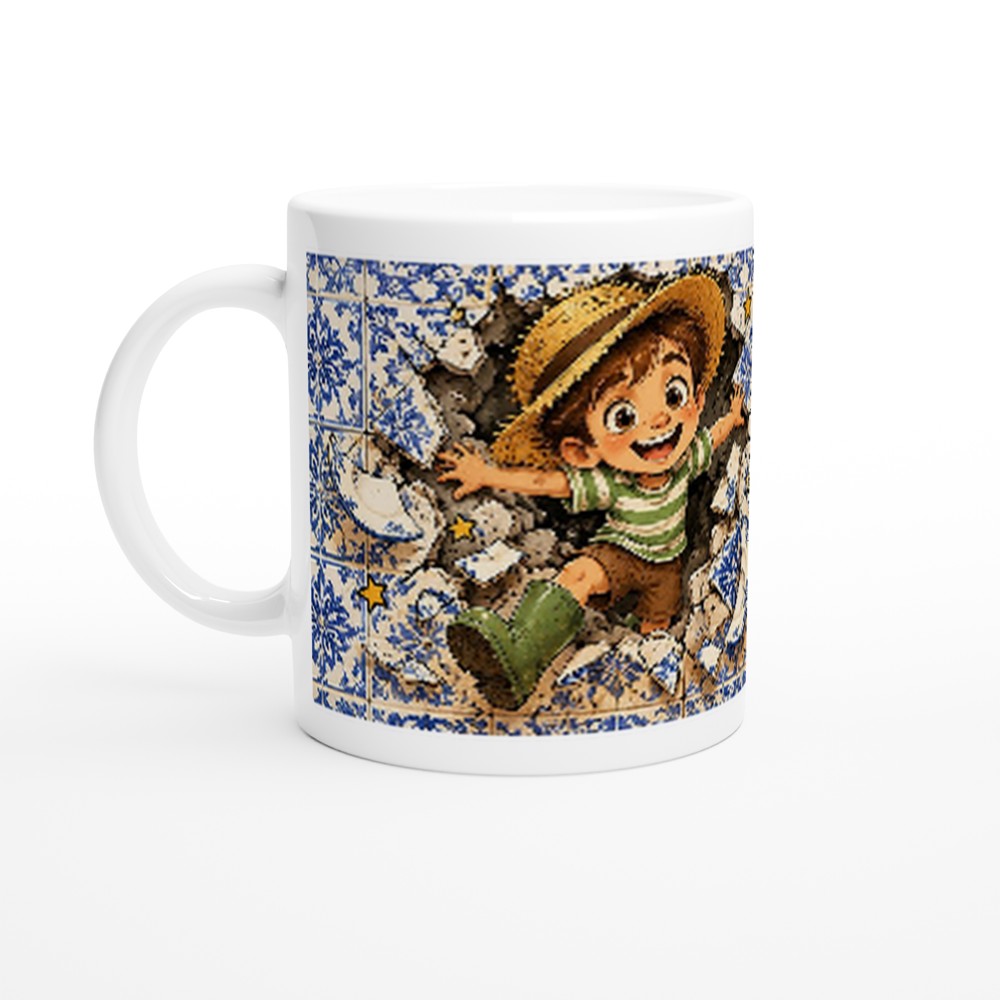 Caneca “Parti a Loiça Toda!” com azulejos e o Reguila, DN Humor, vista 6