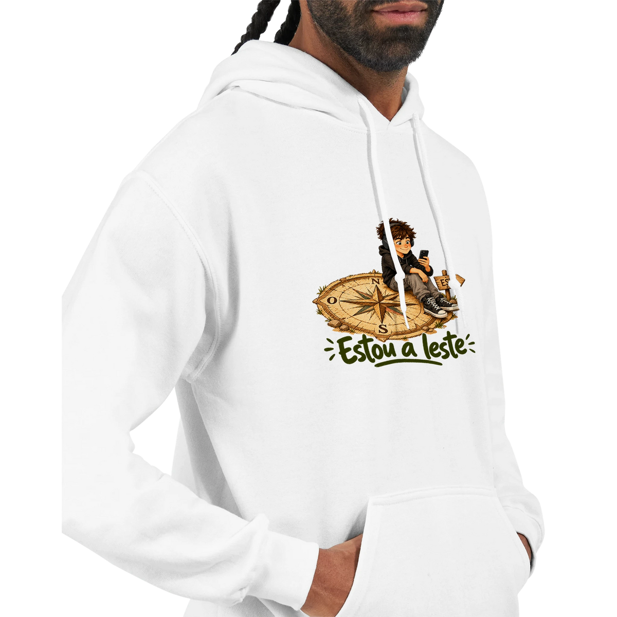 Hoodie unissexo “Estou a Leste”, DN Humor, vista 2