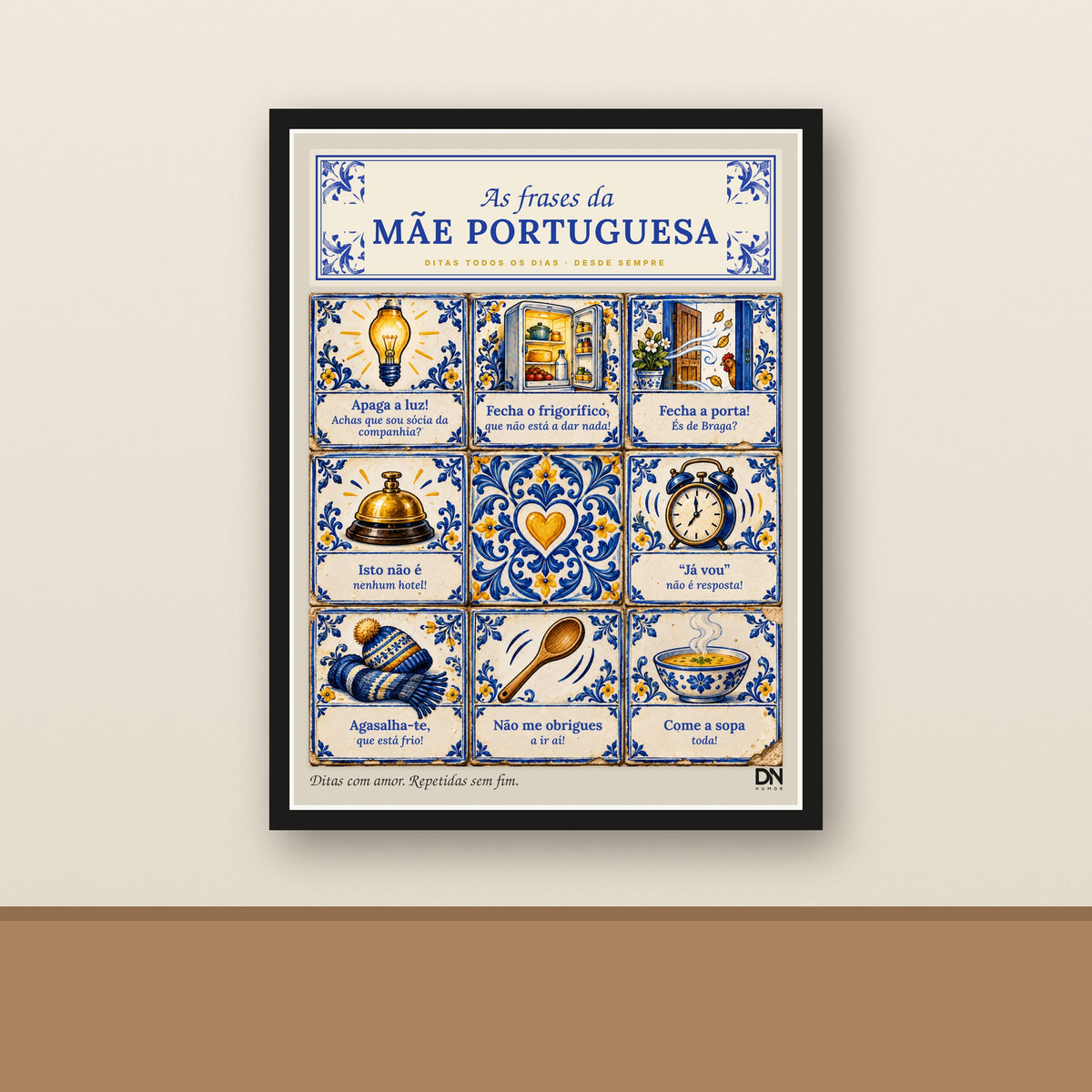 Poster “As Frases da Mãe Portuguesa” com azulejos ilustrados, DN Humor, vista 4