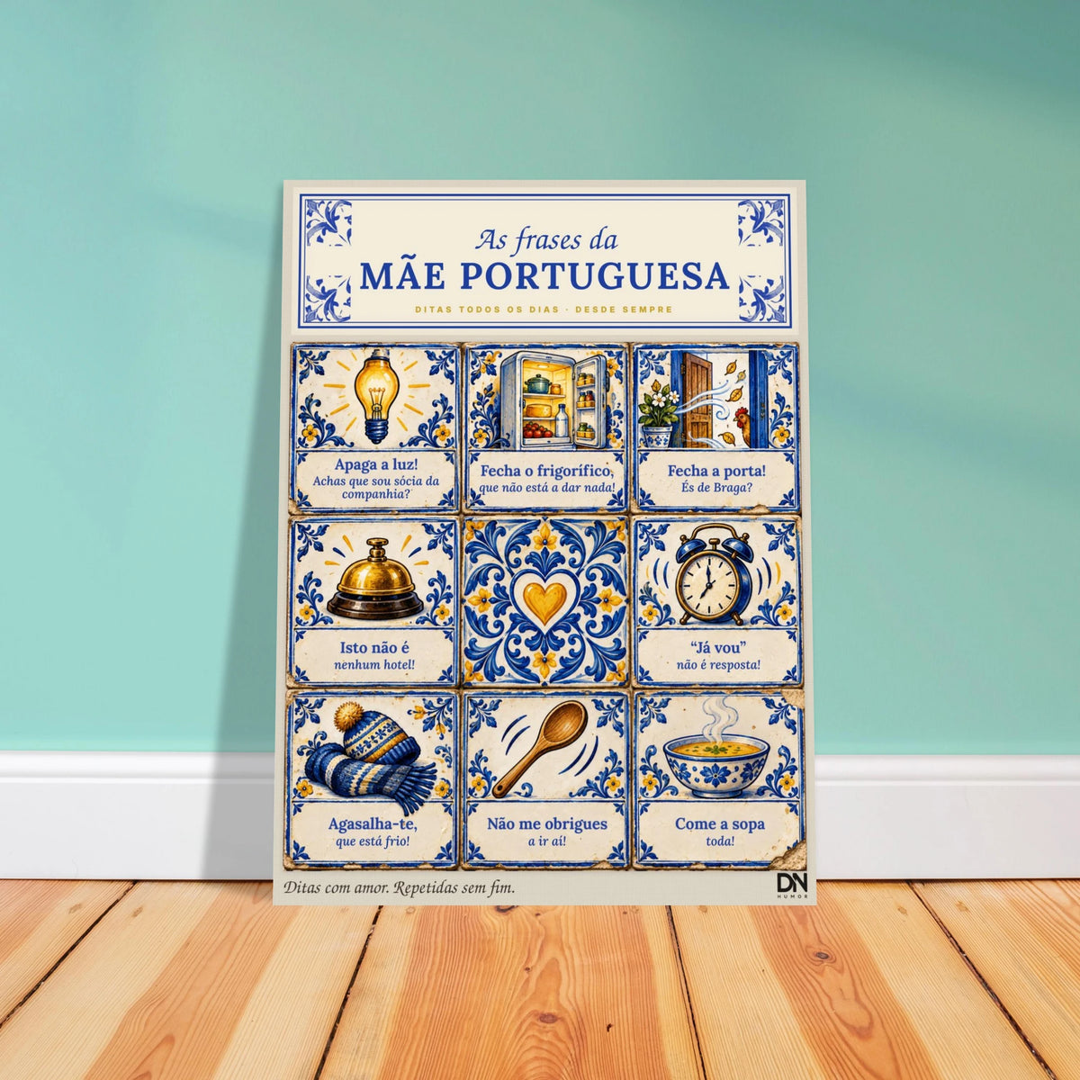 Poster “As Frases da Mãe Portuguesa” com azulejos ilustrados, DN Humor, vista 5