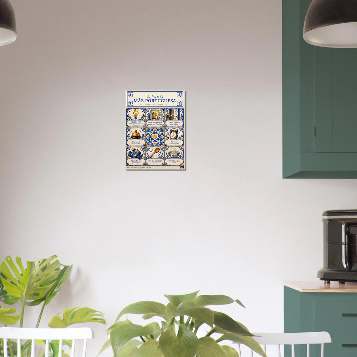 Poster “As Frases da Mãe Portuguesa” com azulejos ilustrados, DN Humor, vista 3