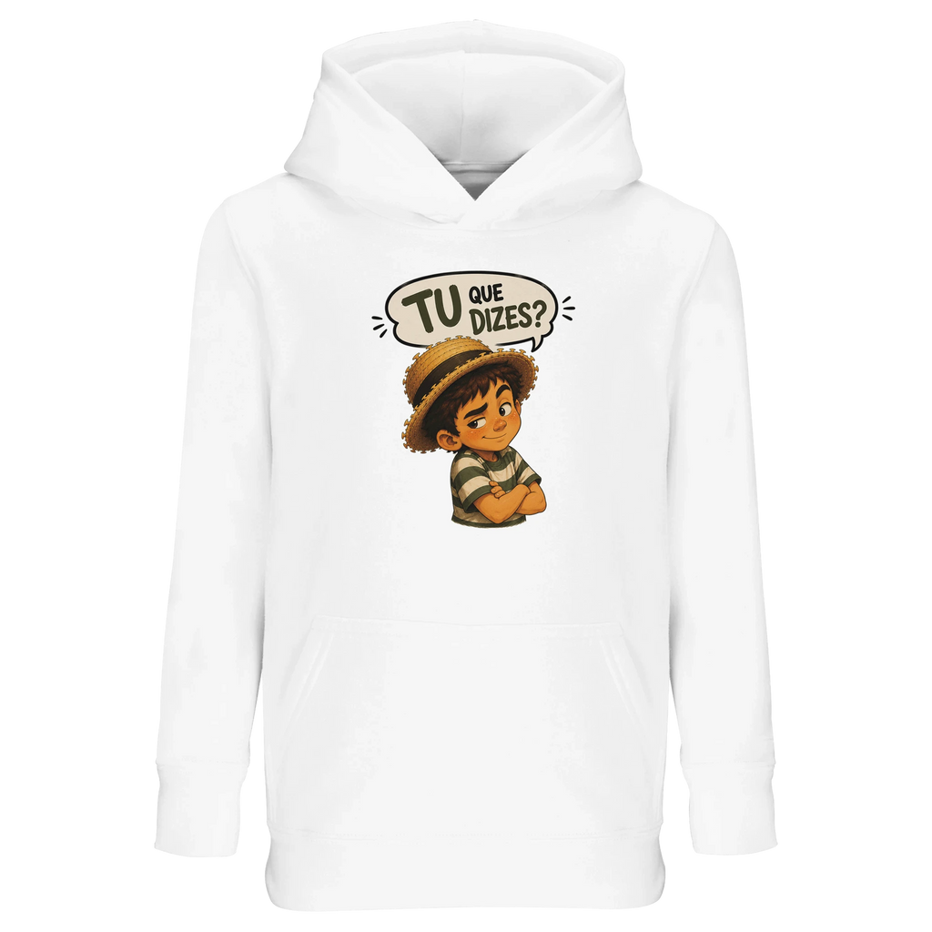 Hoodie infantil “Tu Que Dizes?” com o Reguila de braços cruzados, DN Humor, imagem principal